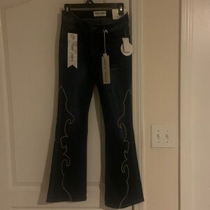 GoGo Embroidered Women's Blue Flared Jeans 3 26